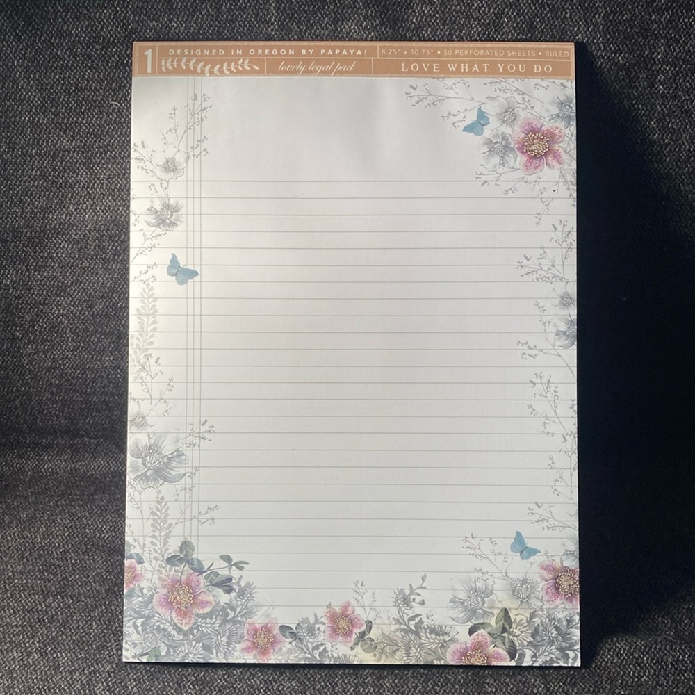 SOLD Papaya Art Lovely Legal Pad Hellebore Bouquet 50 Perforated Sheets